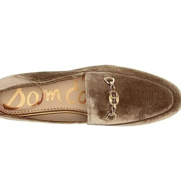 Sam Edelman New Loraine Mushroom Velvet Loafers with Gold Chain NIB 7 - Picture 3 of 4